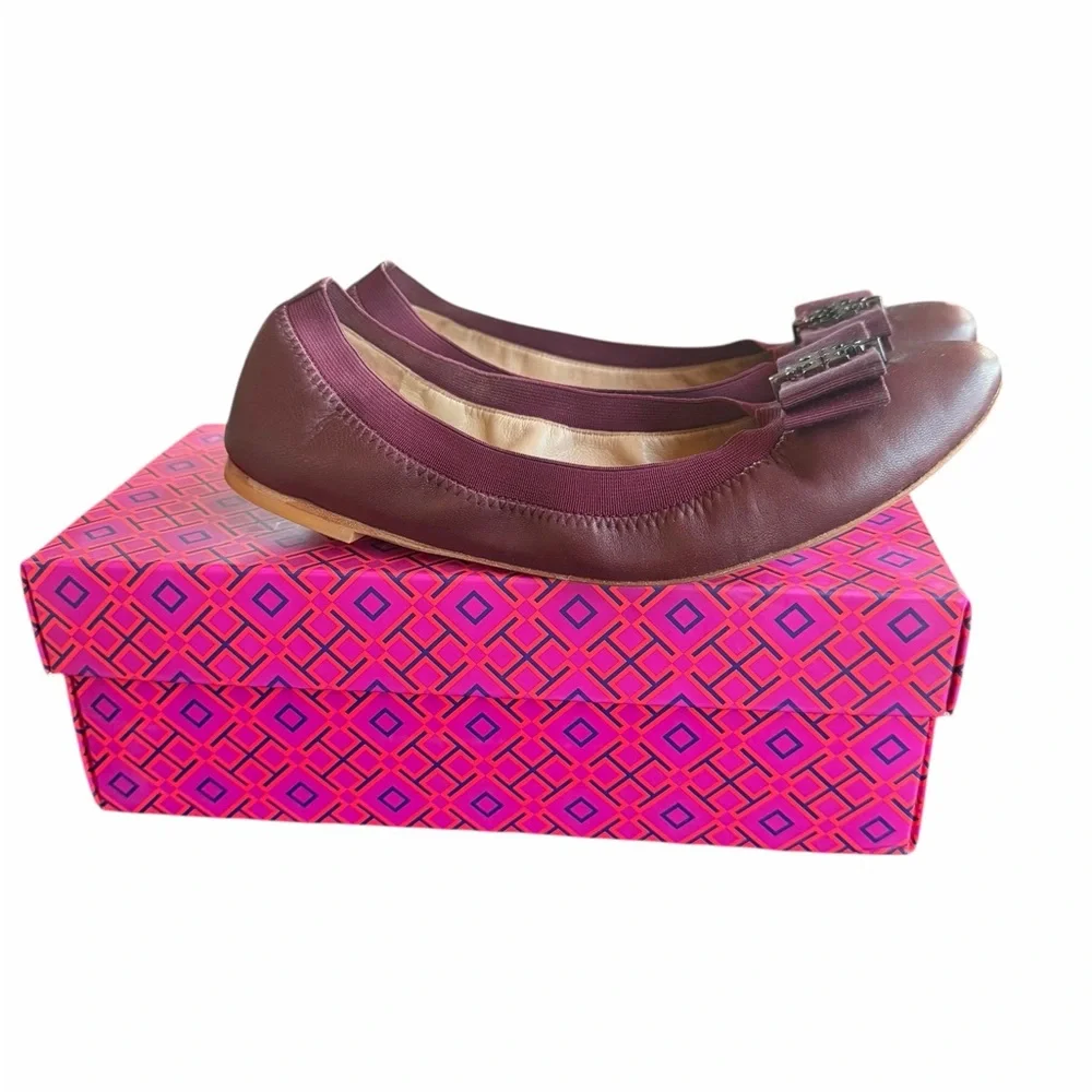 Tory Burch Sedgewick Ballet Glossy North Leather‎ Shoes